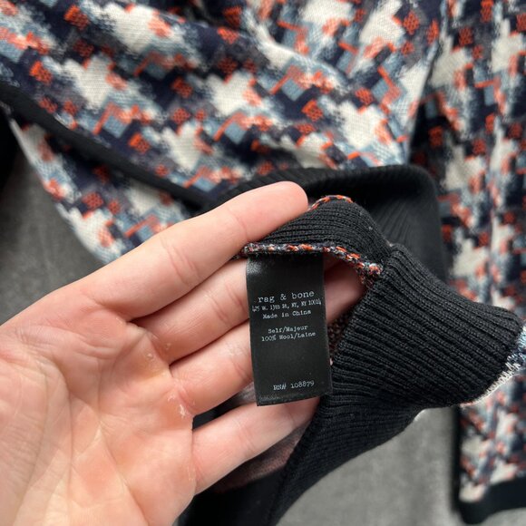 Rag & Bone Sweater Women Medium Multicolor Houndstooth Knit Crew Neck Wool - Picture 6 of 11